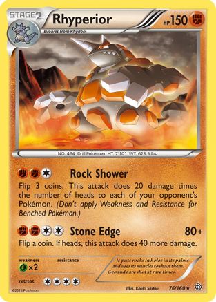 Rhyperior 076 - Reverse Holofoil XY Primal Clash - Rare