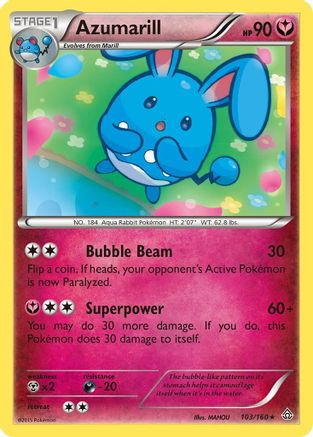 Azumarill 103/160 - Reverse Holofoil XY Primal Clash - Rare