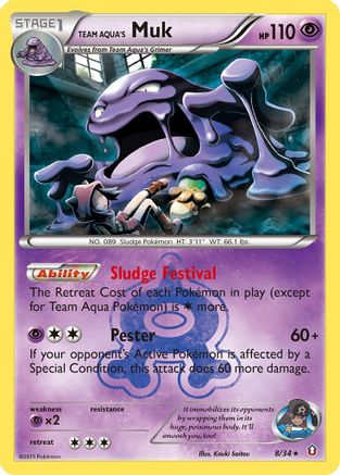 Team Aqua's Muk 008/34 - Reverse Holofoil Double Crisis - Holo Rare