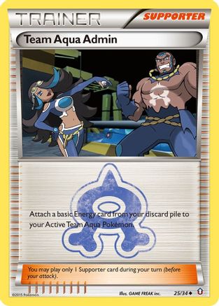 Team Aqua Admin 025/34 - Reverse Holofoil Double Crisis - Uncommon