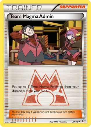 Team Magma Admin 029/34 - Reverse Holofoil Double Crisis - Uncommon