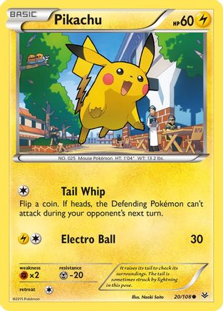 Pikachu 020/108 - Reverse Holofoil XY Roaring Skies - Common