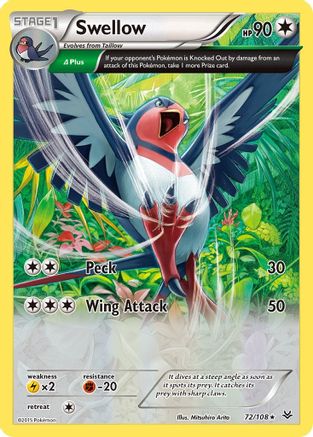 Swellow (72 Delta) 072/108 - Holofoil XY Roaring Skies - Holo Rare