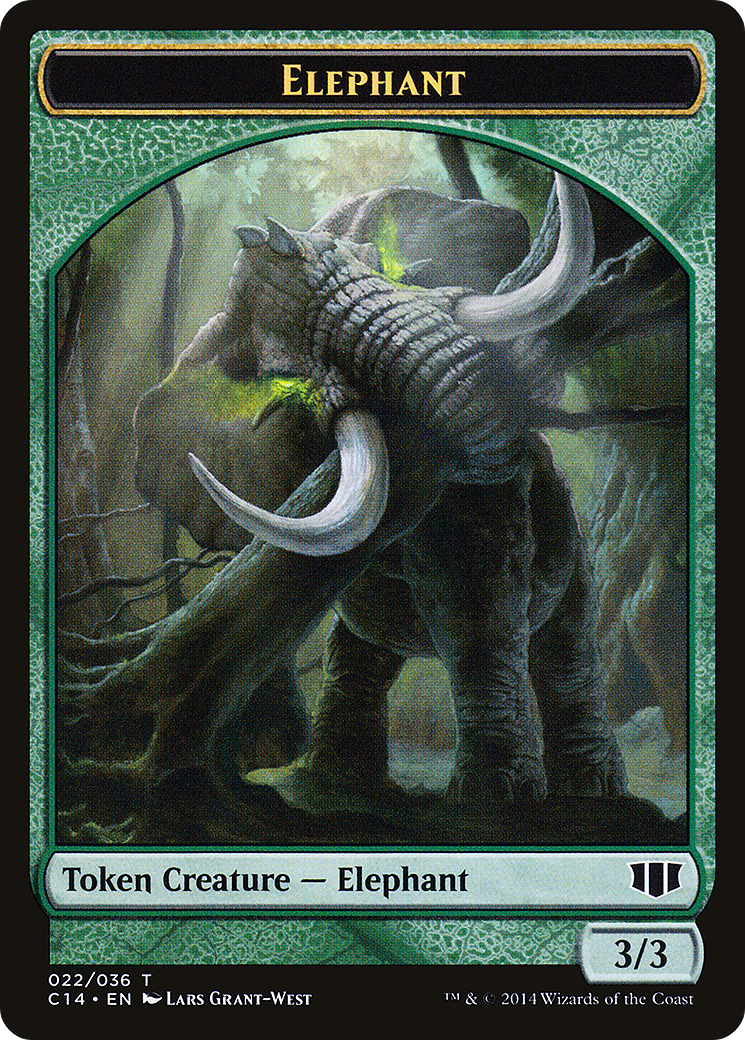 Elephant // Elf Warrior Double-sided Token (C14-022) - Commander 2014 Tokens