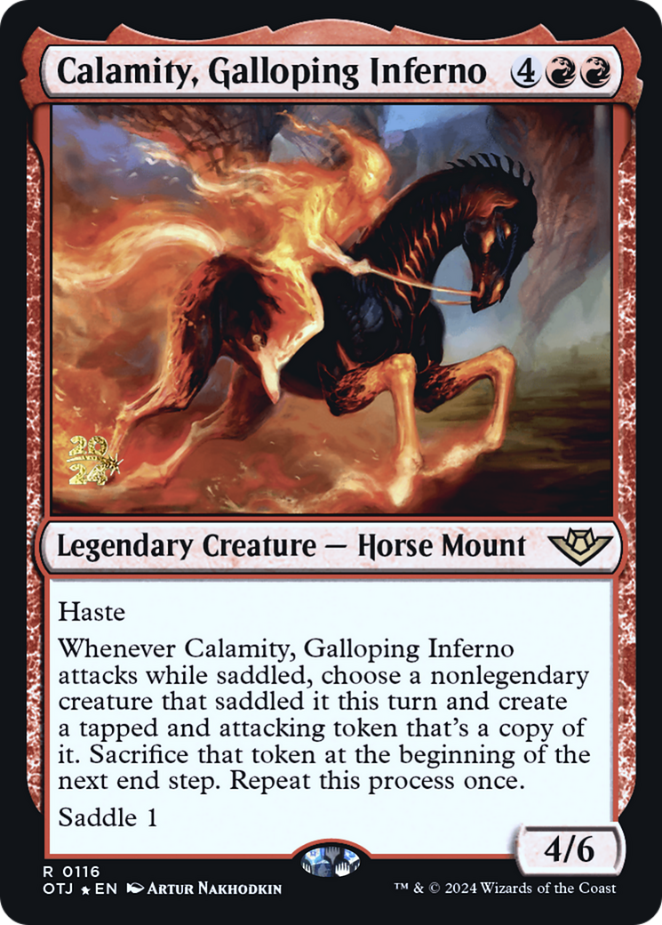 Calamity, Galloping Inferno (PRE-116S) - Outlaws of Thunder Junction Promos Foil