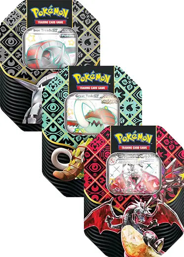 Pokemon TCG: Paldean Fates - (4-Pack Tin) Set of 3 Double Sleeved Pokemon TCG: Paldean Fates - (4-Pack Tin) Set of 3 Double Sleeved