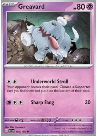 Pokemon TCG: Greavard SV1 105/198 Holo Card