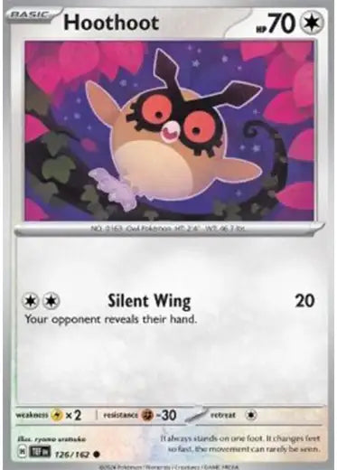 Pokemon TCG: Hoothoot TEF 126/162 Holo Card