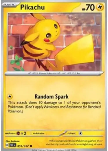 Pokemon TCG: Pikachu TEF 051/162 Holo Card