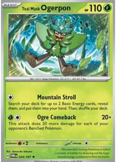 Pokemon TCG: Teal Mask Ogerpon TWM 024/167 Holo Card