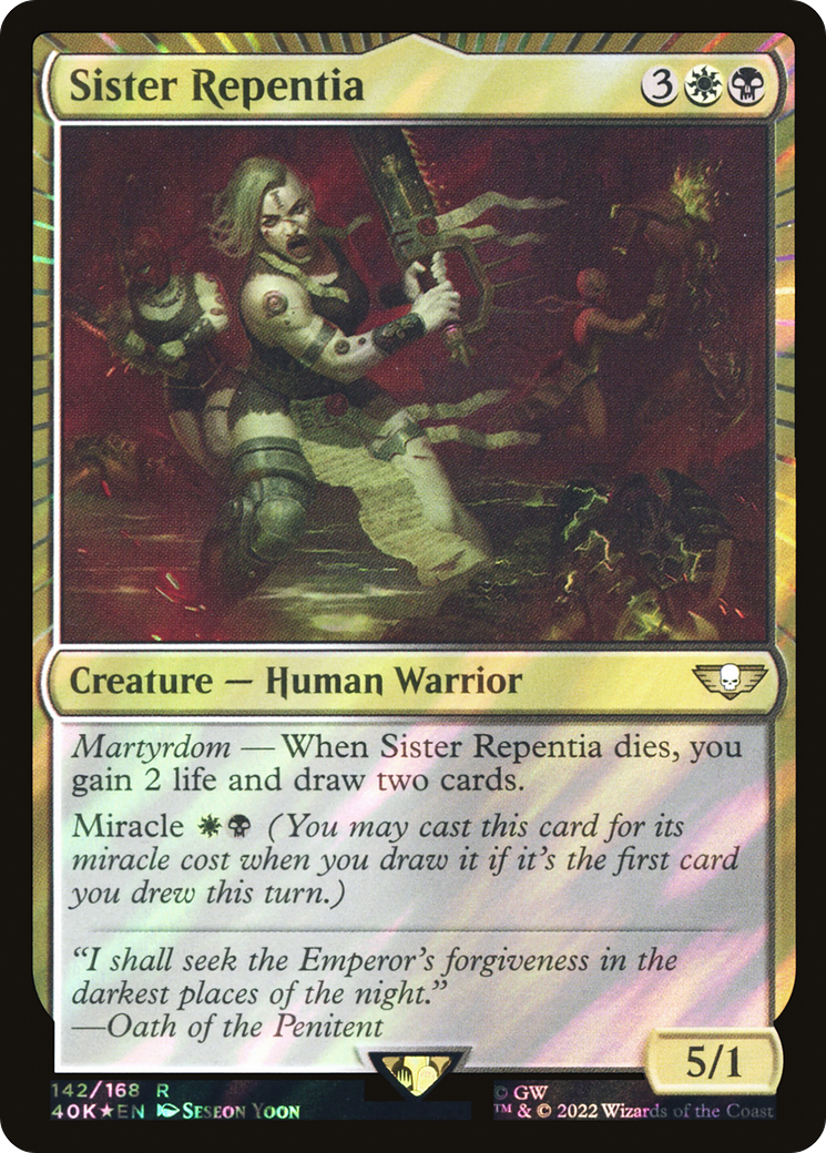 Sister Repentia (Surge Foil) (40K-142★) - Warhammer 40,000 Commander: (miracle) Foil