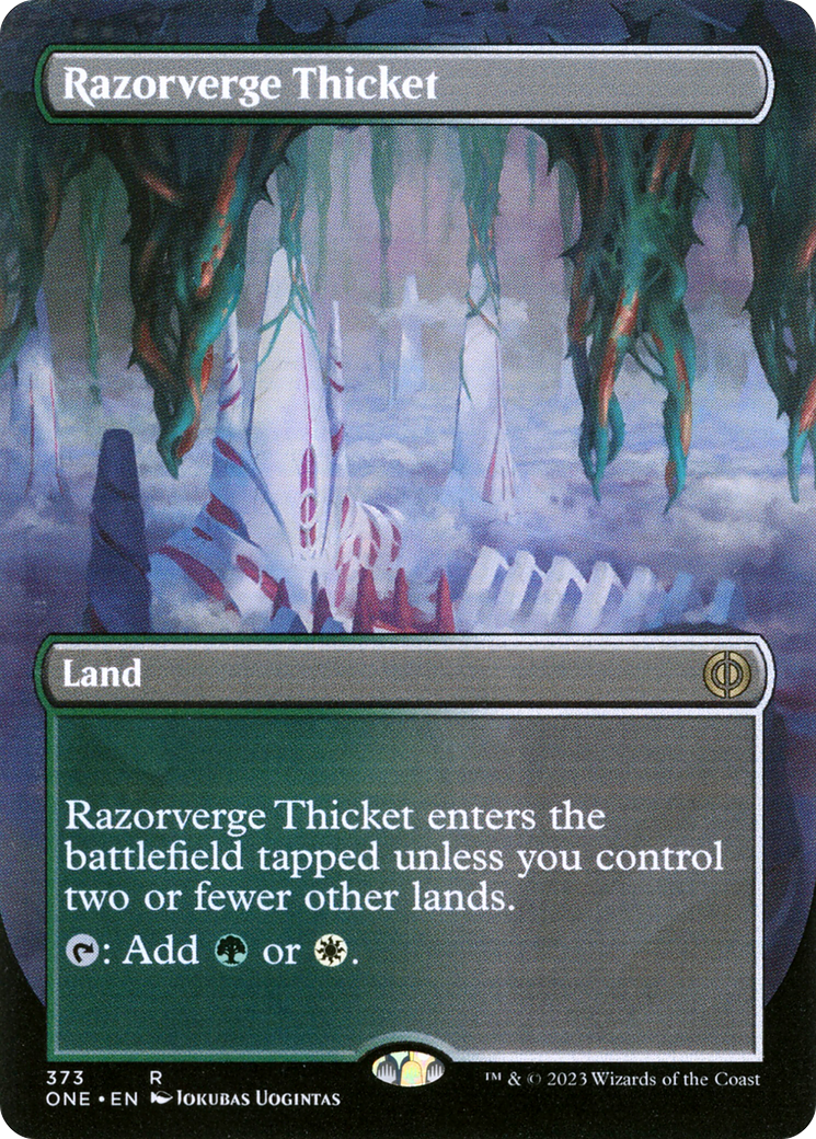Razorverge Thicket (Borderless) (ONE-373) - Phyrexia: All Will Be One (Borderless)