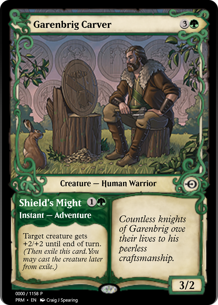 Garenbrig Carver // Shield's Might (PRM-78782) - Magic Online Promos Foil