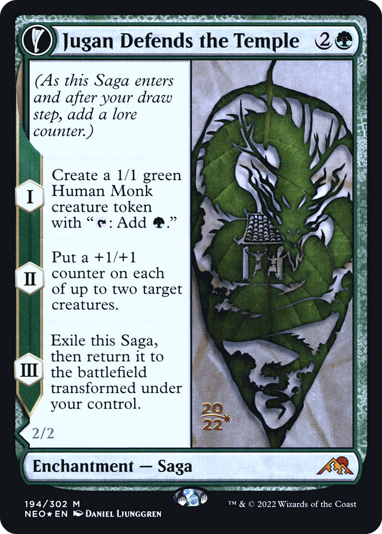 Jugan Defends the Temple (PRE-194S) - Kamigawa: Neon Dynasty Promos: (fandfc, enchantment) Foil