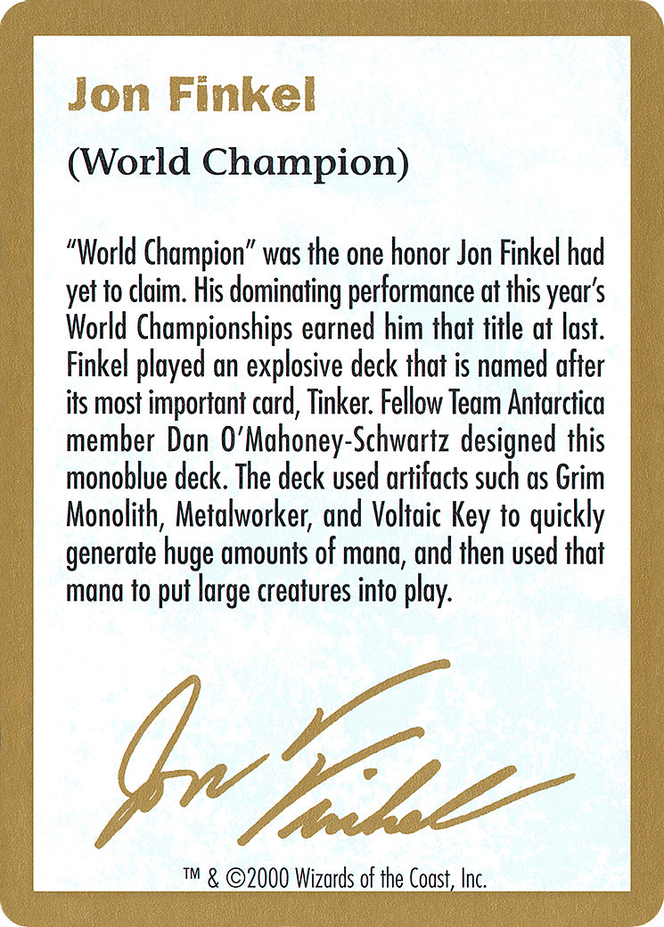 Jon Finkel Bio (WCD-JF0A) - World Championship Decks 2000