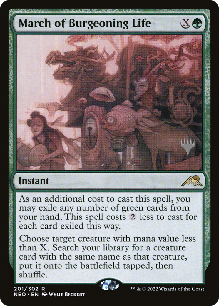 March of Burgeoning Life (PPNEO-201P) - Kamigawa: Neon Dynasty Promos Foil