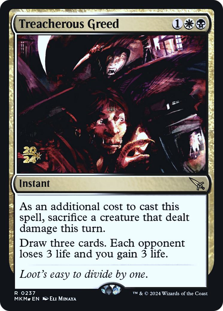 Treacherous Greed (PRE-237S) - Murders at Karlov Manor Promos Foil