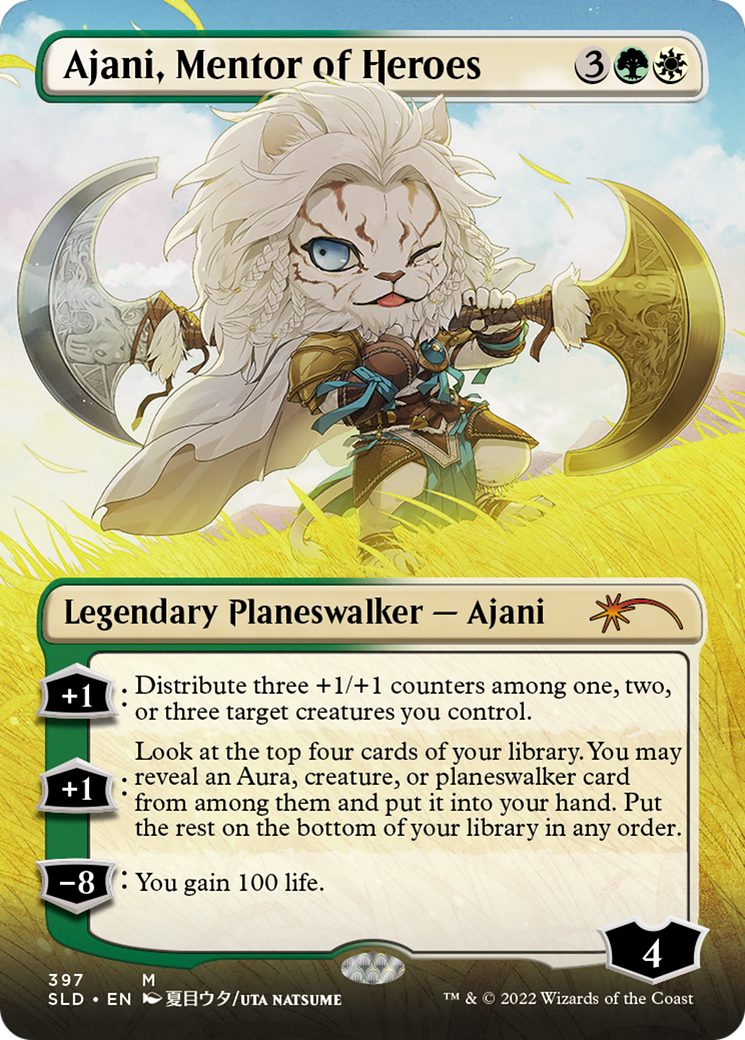 Ajani, Mentor of Heroes (Borderless) (SLD-397) - Secret Lair Drop (Borderless)