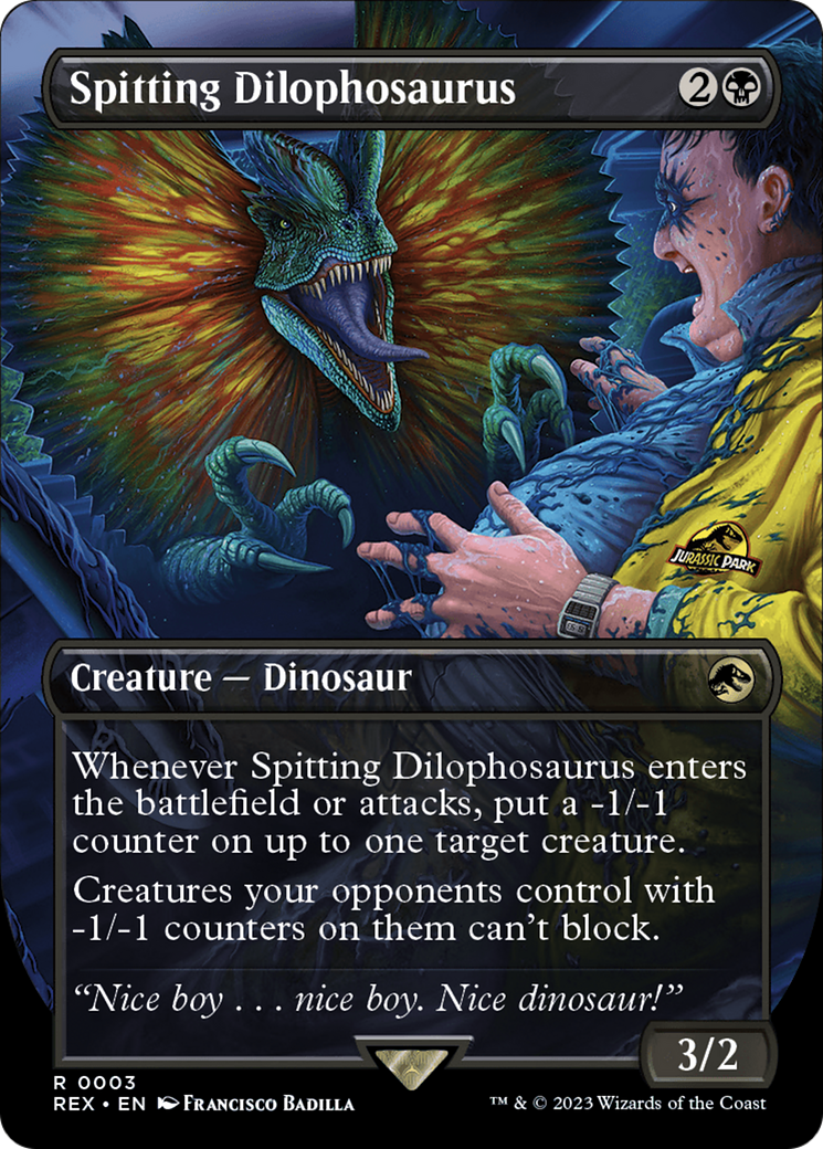 Spitting Dilophosaurus (Borderless) (REX-003) - Jurassic World Collection (Borderless) Foil