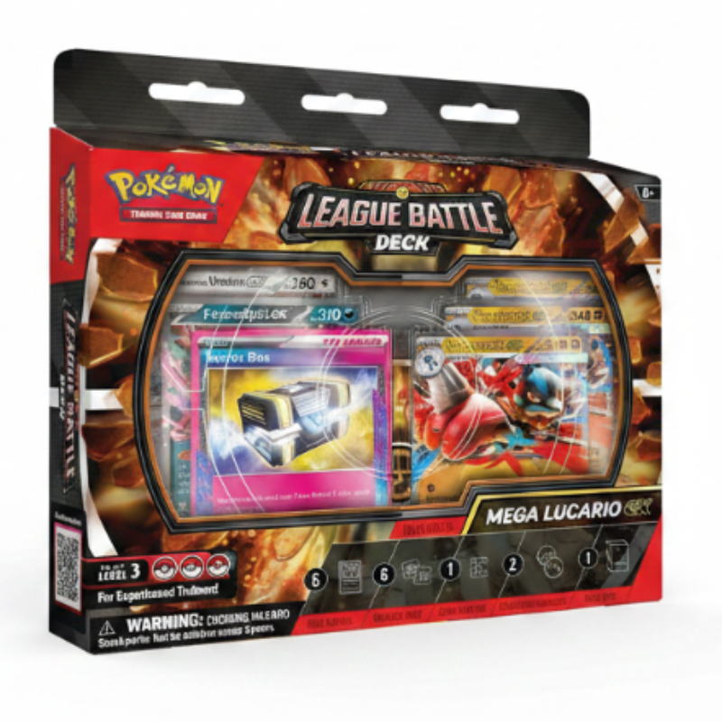 Pokémon League Battle Deck Mega Luccario 100 card deck in its original blister card packaging, shown on a clean white background.
