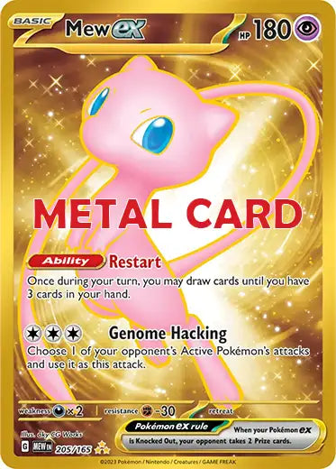 Pokemon TCG: 151 Mew ex 205 Metal Promo Card Double Sleeved Pokemon TCG: 151 Mew ex 205 Metal Promo Card Double Sleeved