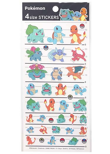 Pokemon Accessories: 4 Size Sticker Sheet - Starter Pokémon