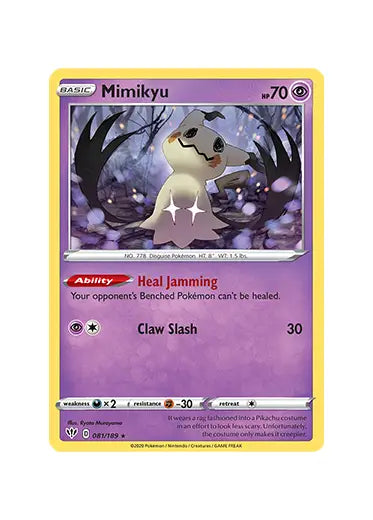Pokemon TCG: Darkness Ablaze - 081/189 Mimikyu Double Sleeved Pokemon TCG: Darkness Ablaze - 081/189 Mimikyu Double Sleeved