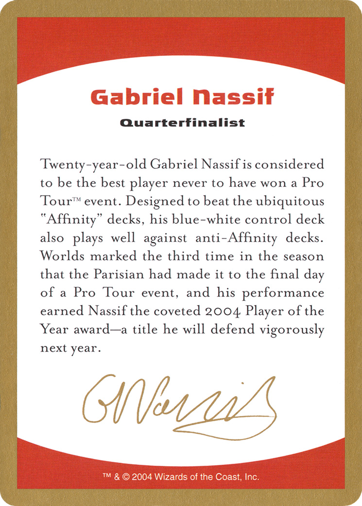 Gabriel Nassif Bio (WCD-) - World Championship Decks 2004