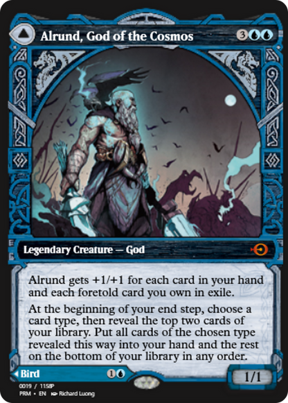 Alrund, God of the Cosmos // Hakka, Whispering Raven (PRM-88238) - Magic Online Promos