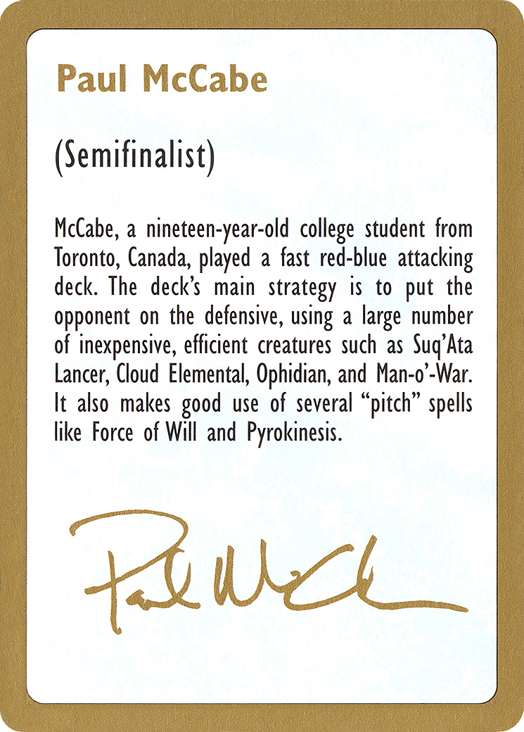 Paul McCabe Bio (WCD-) - World Championship Decks 1997