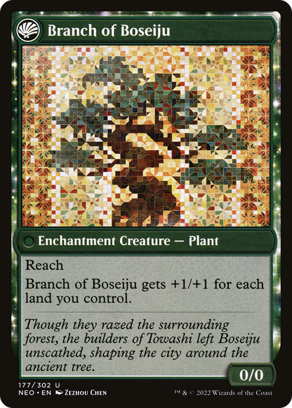 Boseiju Reaches Skyward (NEO-177) - Kamigawa: Neon Dynasty: (fandfc, enchantment) Foil