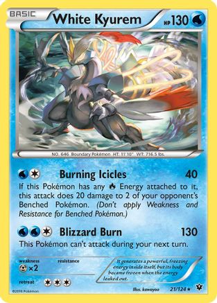White Kyurem 021/124  - Holofoil XY  Fates Collide - Holo Rare