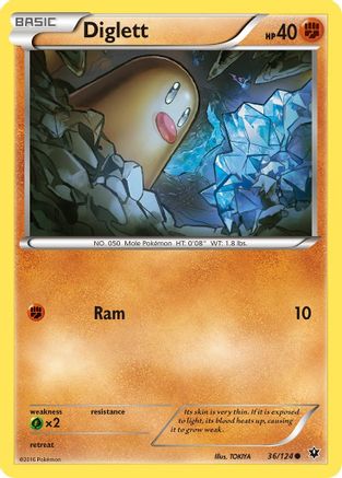 Diglett 036/124  - Reverse Holofoil XY  Fates Collide - Common