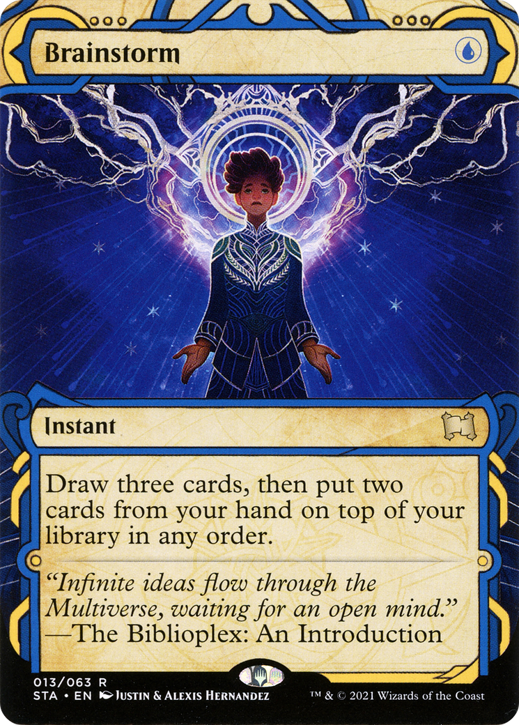 Brainstorm (STA-013) - Strixhaven Mystical Archive: (Showcase) (Borderless) Etched Foil