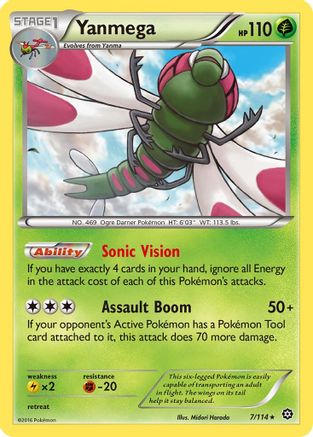 Yanmega 007/114  - Reverse Holofoil XY  Steam Siege - Rare