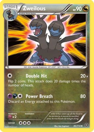 Zweilous 085/114  - Reverse Holofoil XY  Steam Siege - Uncommon