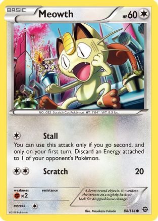 Meowth 088/114  - Reverse Holofoil XY  Steam Siege - Common