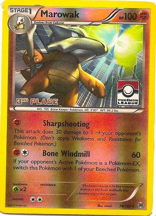 Marowak 078/162  - Reverse Holofoil League & Championship Cards - Promo