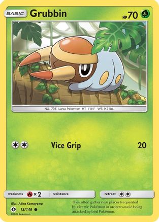 Grubbin 013/149  - Reverse Holofoil SM Base Set - Common