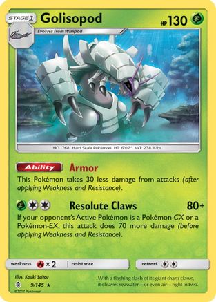Golisopod 009/145  - Reverse Holofoil SM  Guardians Rising - Holo Rare