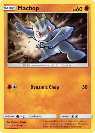 Machop (63) 063/145  - Reverse Holofoil SM  Guardians Rising - Common