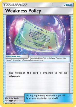 Weakness Policy 126/147  - Reverse Holofoil SM  Burning Shadows - Uncommon