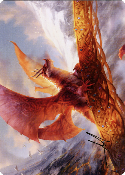 Goldspan Dragon // Goldspan Dragon (AKHM-035) - Kaldheim Art Series (Borderless) Foil