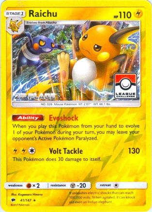 Raichu 041/147  - Reverse Holofoil League & Championship Cards - Promo