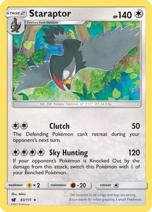 Staraptor 083  - Reverse Holofoil SM  Crimson Invasion - Rare