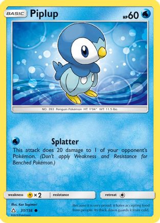 Piplup (31) 031/156  - Reverse Holofoil SM  Ultra Prism - Common