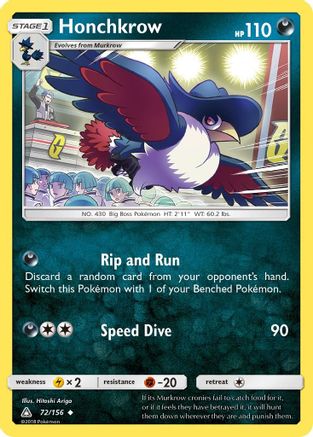 Honchkrow 072/156  SM  Ultra Prism - Uncommon