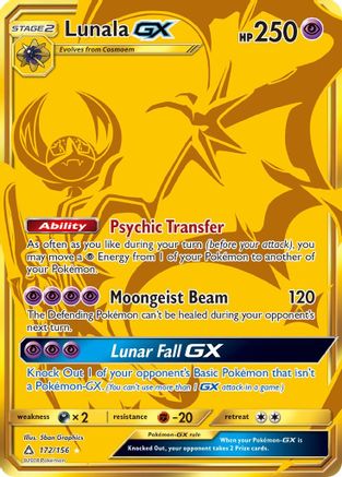 Lunala GX (Secret Rare) 172  - Holofoil SM  Ultra Prism - Secret Rare