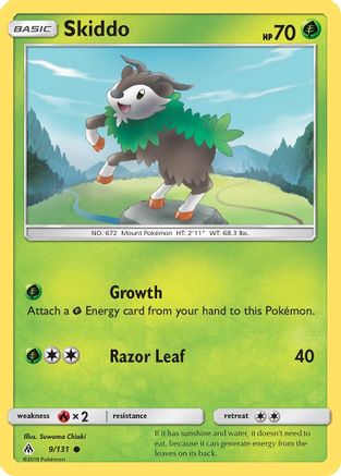 Skiddo 009  - Reverse Holofoil SM  Forbidden Light - Common