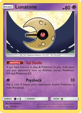 Lunatone 061  - Holofoil SM  Celestial Storm - Holo Rare